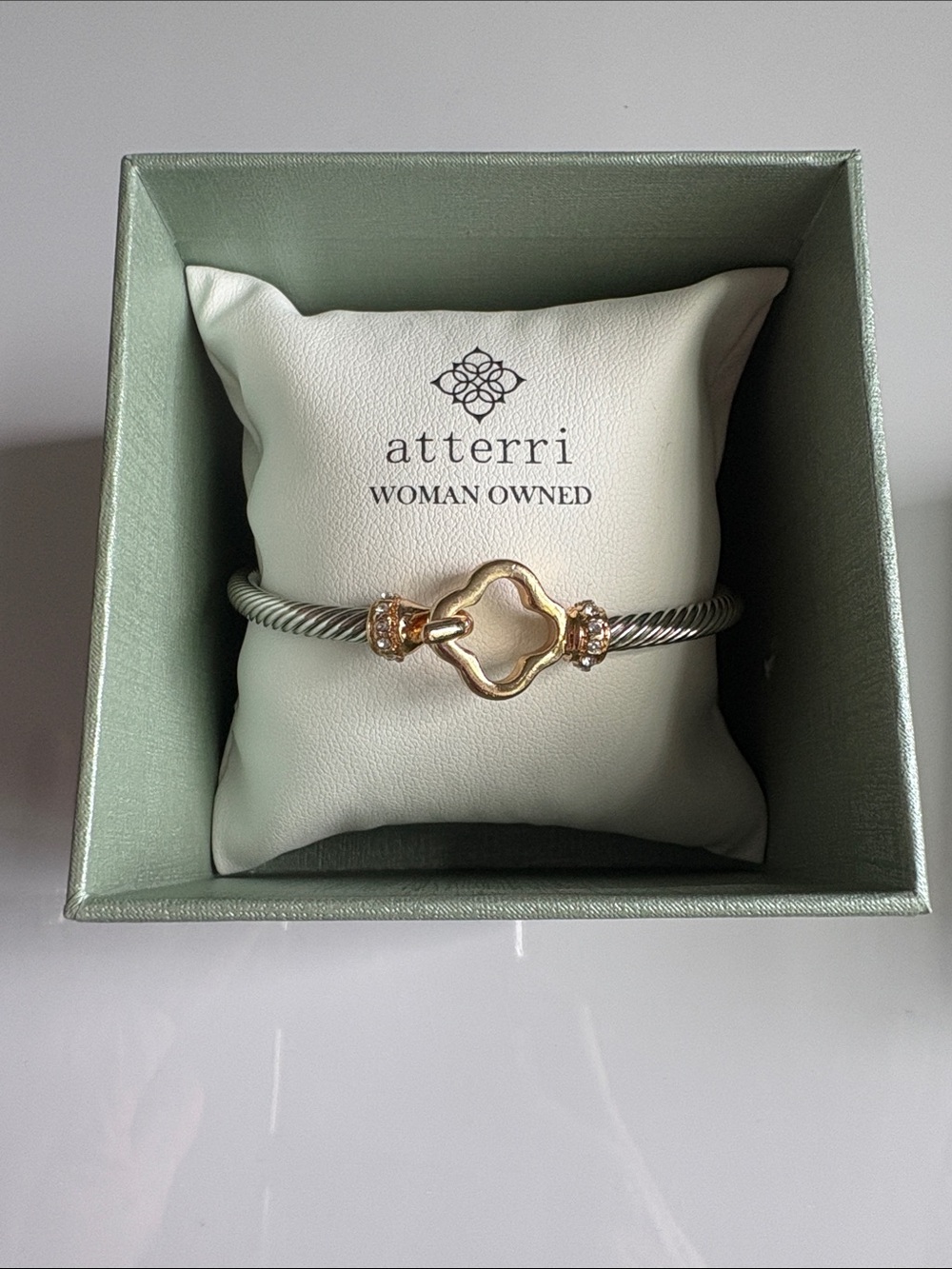 Atterri Gold and Silver Twisted Cable Hinged Bracelet with original box